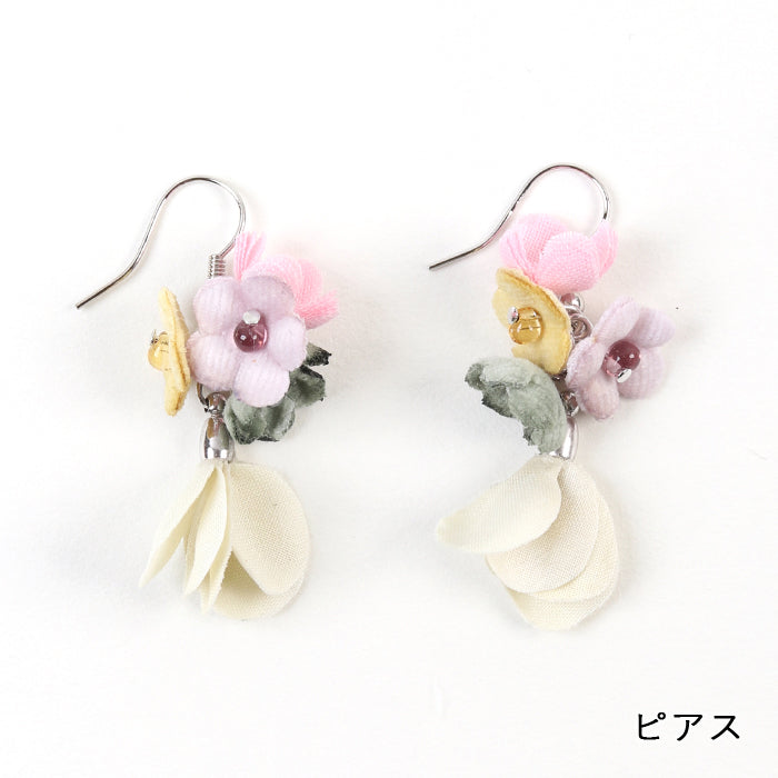 【期間限定SALE】菜の花・赤しそ染めのピアス・イヤリング